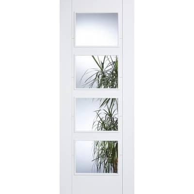 White Primed Vancouver Clear Glazed Internal Door Wooden Tim...